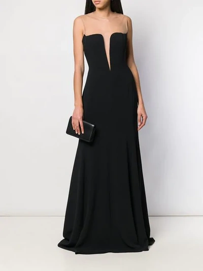 Shop Stella Mccartney Sheer Panel Evening Dress In Black