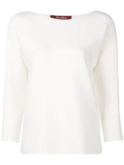 Shop Max Mara Knitted Boat Neck Top In White