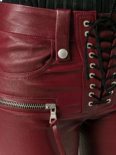 UNRAVEL PROJECT 绑带细节真皮长裤 - 红色