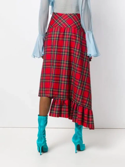 Shop Preen By Thornton Bregazzi Morgan Tartan Asymmetric Skirt In Multicolour