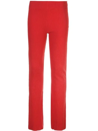 Shop Alexandra Golovanoff Ribbed Knit Trousers In Red