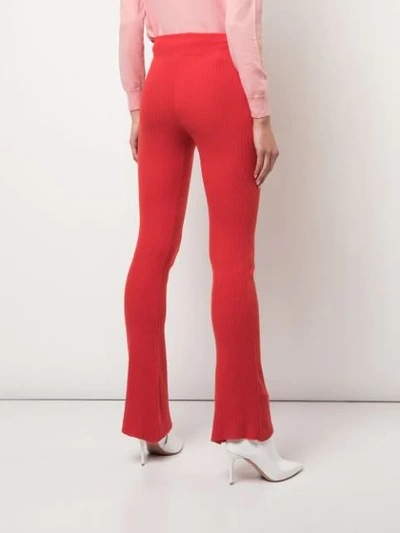 Shop Alexandra Golovanoff Ribbed Knit Trousers In Red