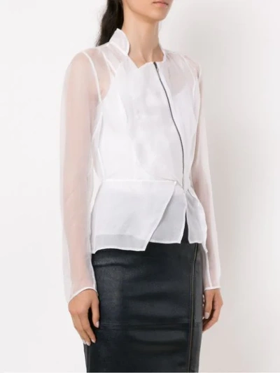 Shop Tufi Duek Sheer Asymmetrical Jacket In White