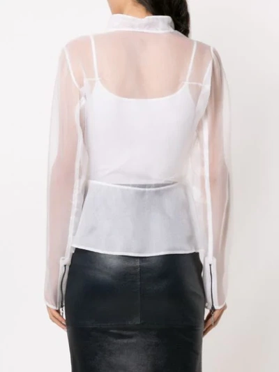 Shop Tufi Duek Sheer Asymmetrical Jacket In White