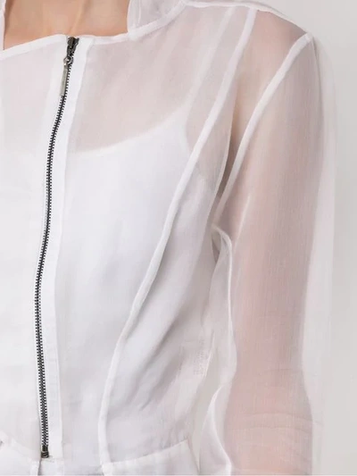 Shop Tufi Duek Sheer Asymmetrical Jacket In White