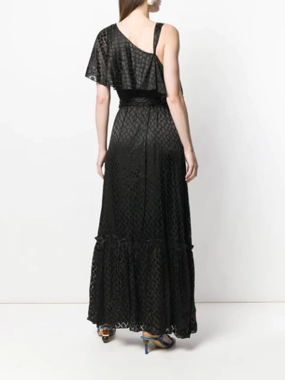 Shop Diane Von Furstenberg Asymmetric Sleeve Gown In Black