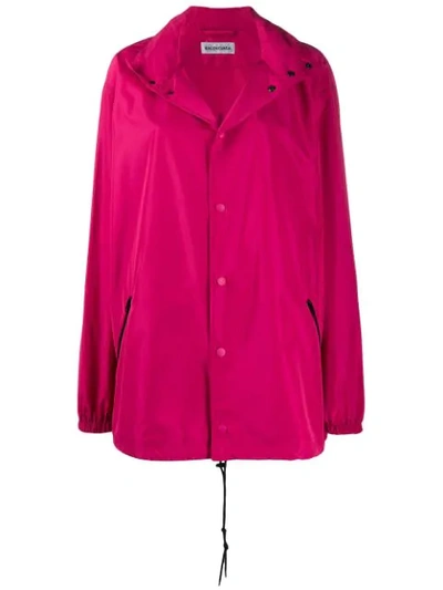 Shop Balenciaga Hooded Windbreaker In Pink