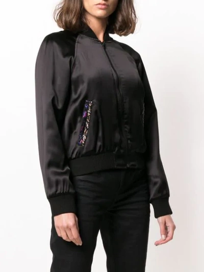 Shop Saint Laurent Zipped Bomber Jacket In Black