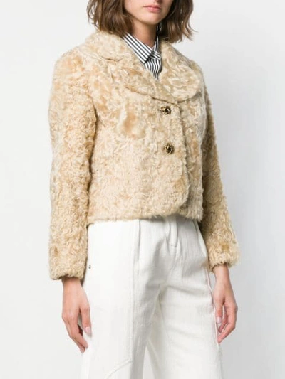Pre-owned A.n.g.e.l.o. Vintage Cult 1950's Cropped Fur Jacket In Neutrals
