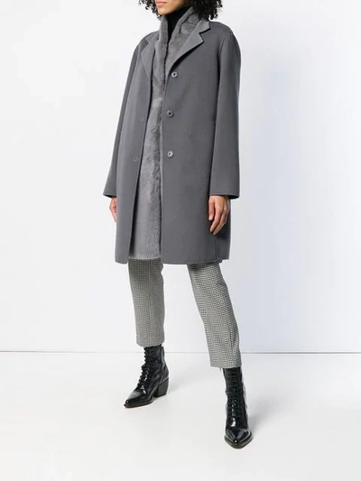 Shop Manzoni 24 Single Breasted Coat In Grey