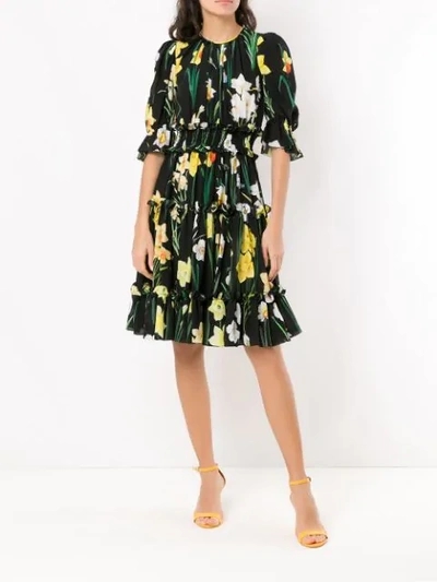 Shop Dolce & Gabbana Printed Silk Dress In Black