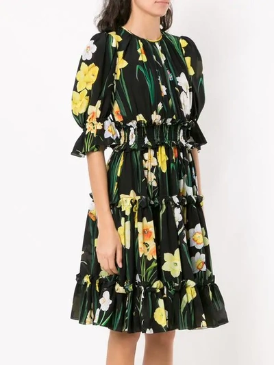 Shop Dolce & Gabbana Printed Silk Dress In Black