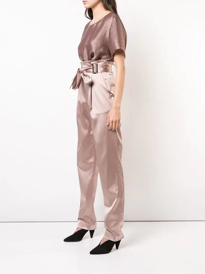 Shop Sally Lapointe Bow Waist Trousers In Neutrals