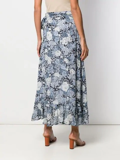 Shop Ganni Floral Print Skirt In Blue