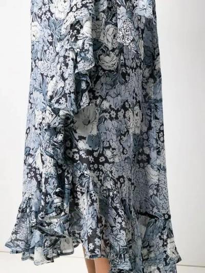 Shop Ganni Floral Print Skirt In Blue
