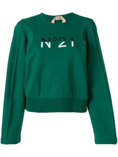 Shop N°21 Embroidered Logo Sweatshirt In Green