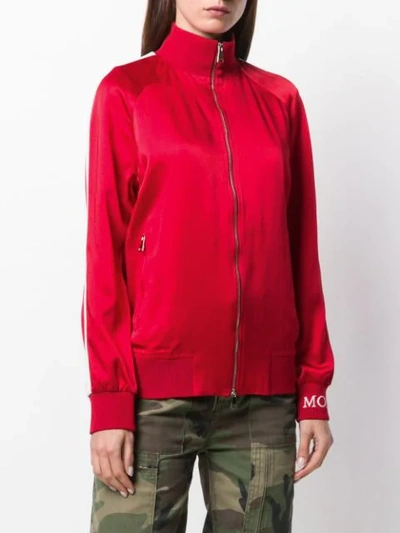 Shop Moncler Zip Up Jacket In Red