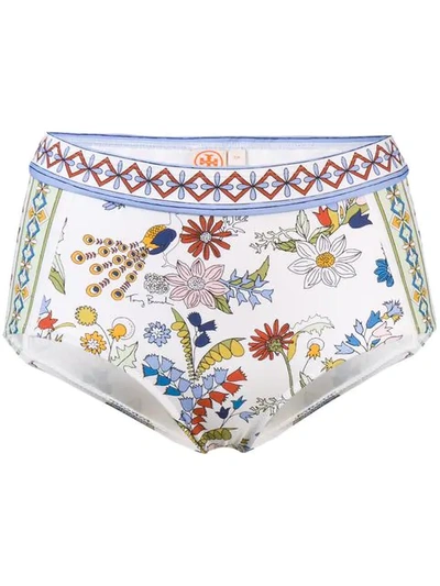 Shop Tory Burch Floral Printed Bikini Bottom In White