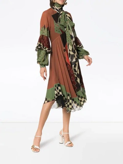 Etro Asymmetric Printed Silk-georgette Midi Dress In 650 Brown Multi