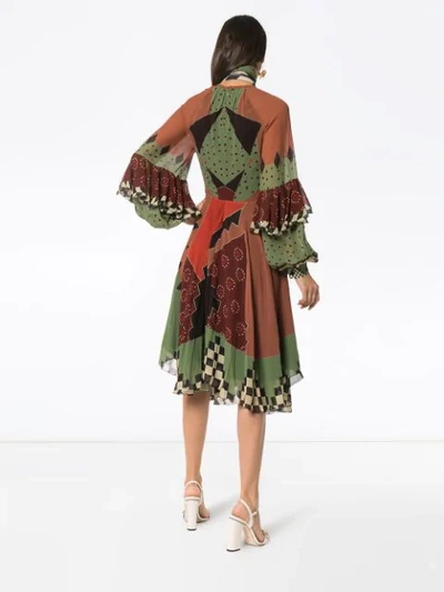 Etro Asymmetric Printed Silk-georgette Midi Dress In 650 Brown Multi