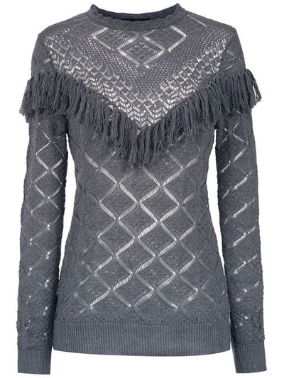 Shop Andrea Bogosian Knitted Top In Grey