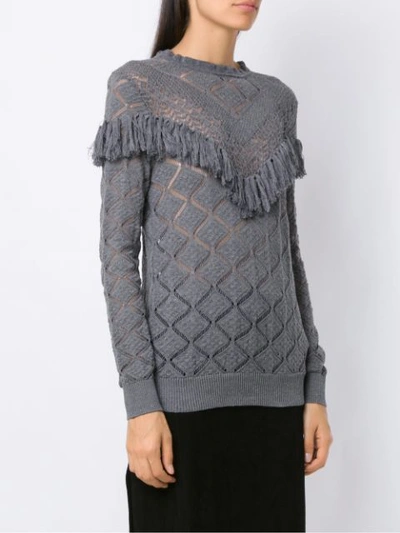 Shop Andrea Bogosian Knitted Top In Grey