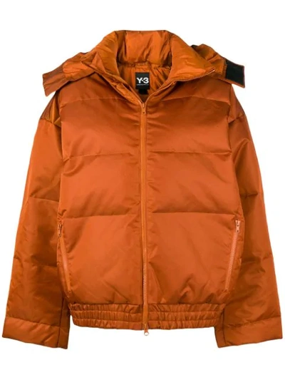 Shop Y-3 Short Padded Jacket - Orange