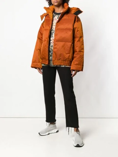 Shop Y-3 Short Padded Jacket - Orange