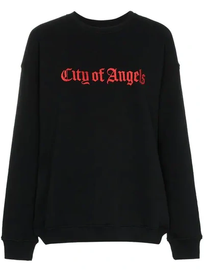 Shop Adaptation City Of Angels Embroidered Cotton Sweatshirt In Black