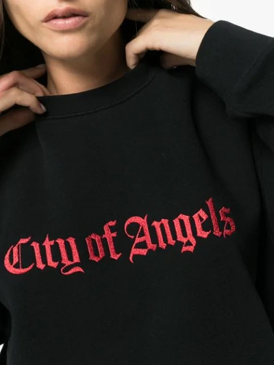 Shop Adaptation City Of Angels Embroidered Cotton Sweatshirt In Black