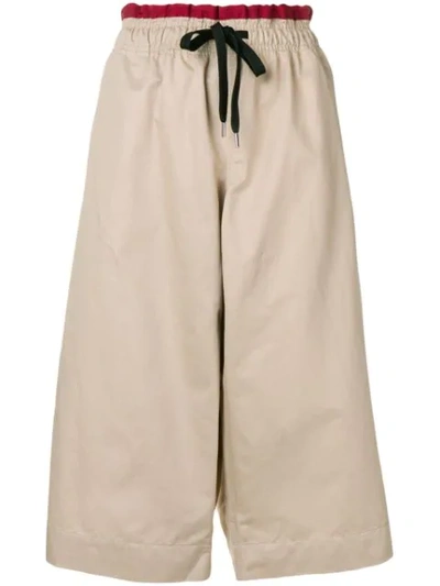 Shop Marni Cropped Trousers In Neutrals