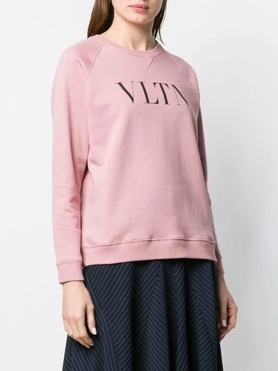 Shop Valentino Vltn Print Sweatshirt In Pink