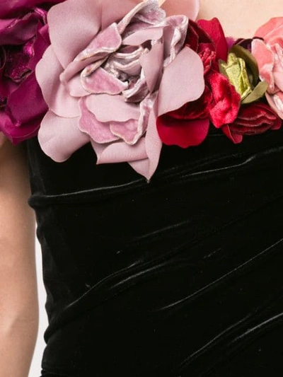 Shop Marchesa Velvet Flower Dress In Black