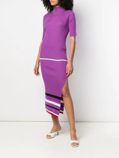 Shop Cashmere In Love High-waisted Knitted Skirt In Purple