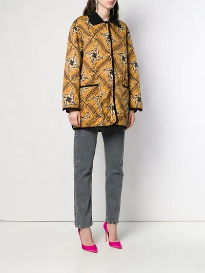 Pre-owned Ferragamo 1980's Abstract Print Coat In Brown