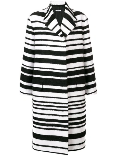 Shop Krizia Striped Single Breasted Coat - Black