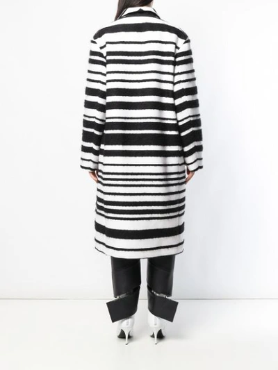 Shop Krizia Striped Single Breasted Coat - Black
