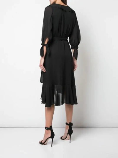 Shop Cynthia Rowley Genevieve Ruffle Wrap Dress In Black