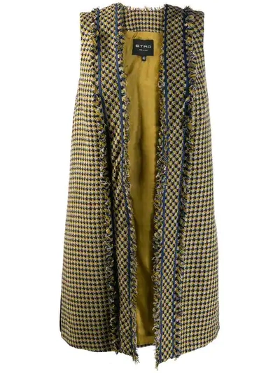 Shop Etro Woven Tweed Waistcoast In Green