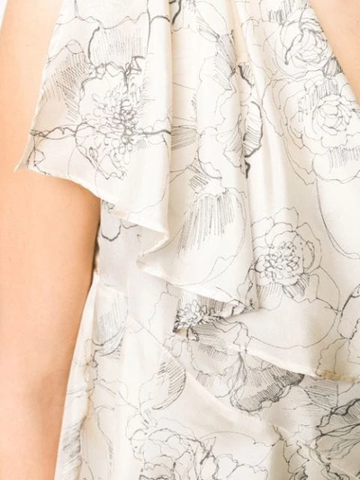 Shop Erika Cavallini Floral Print Silk Blouse In Neutrals