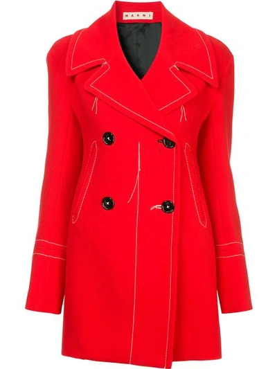 Shop Marni Distressed Style Jacket In Red