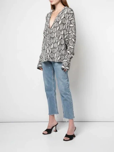 Shop A.l.c Snakeskin Effect Shirt In Nude