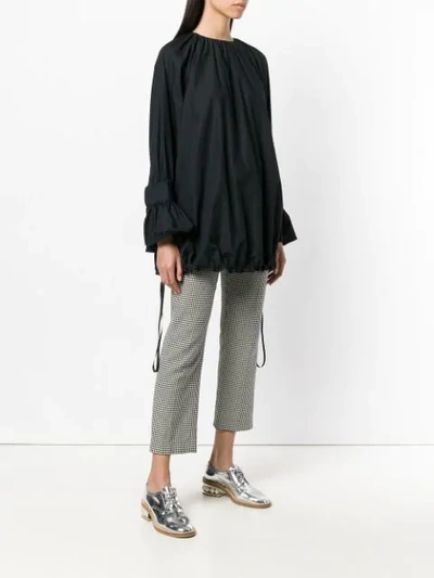 Shop Comme Des Garçons Noir Kei Ninomiya Gathered Long Length Blouse - Black