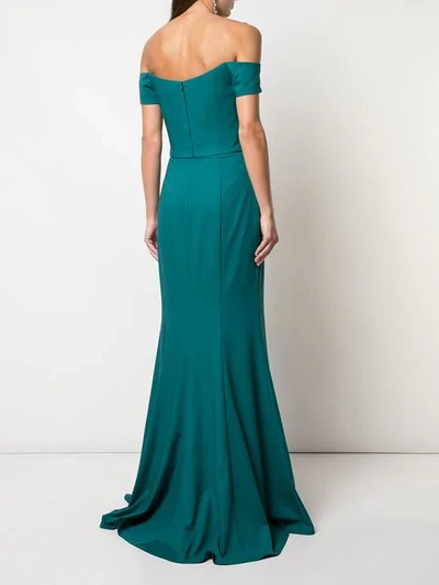 Shop Amsale Off-shoulder Gown In Green