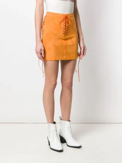 Shop Ben Taverniti Unravel Project Lace-up Mini Skirt In Orange