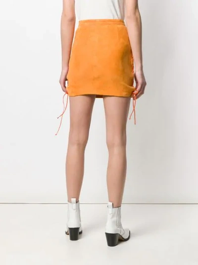 Shop Ben Taverniti Unravel Project Lace-up Mini Skirt In Orange