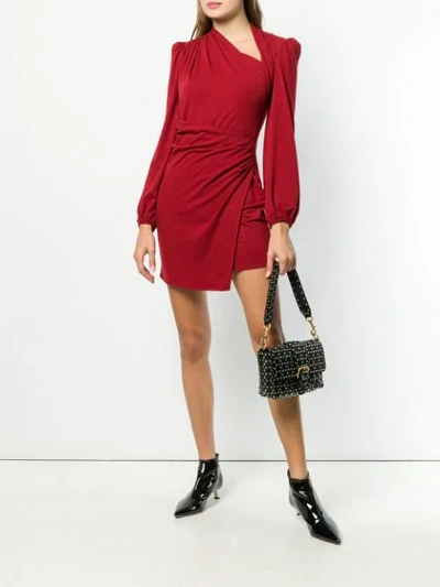 Shop Plein Sud Ruched Asymmetric Mini Dress In Red