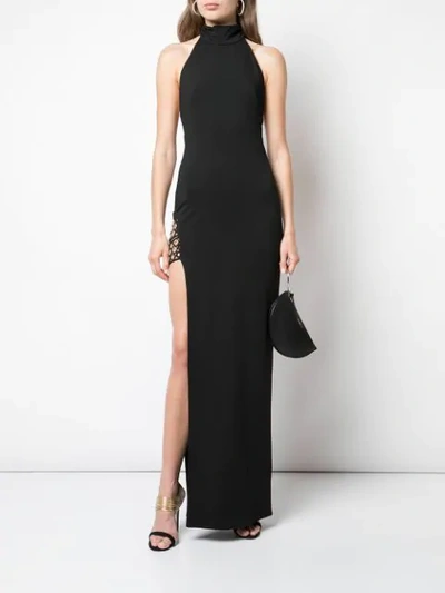 Shop Haney Helena Halterneck Dress In Black