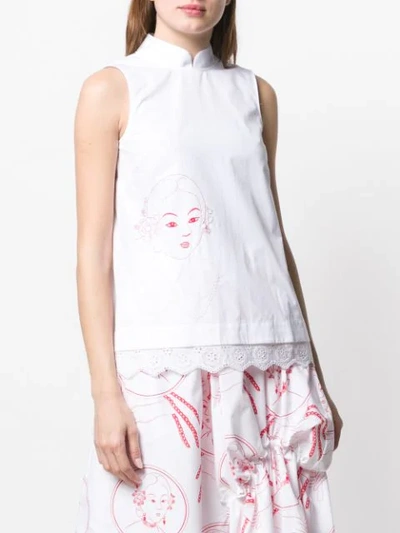 Shop Simone Rocha Portrait Print Vest Top In White