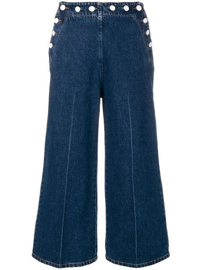 Shop Msgm Wide-leg Cropped Jeans In Blue